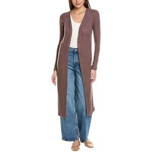 Project Social T Womens  Slumber Heathered Cozy Rib Maxi Cardigan, Brown